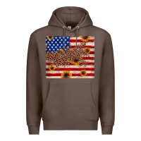 Coffee American flag leopard sunflower Premium Hoodie - JahusDesignShop