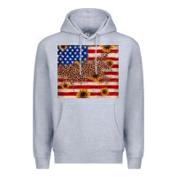 Heather Grey American flag leopard sunflower Premium Hoodie - JahusDesignShop