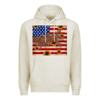 Oatmeal Heather American flag leopard sunflower Premium Hoodie - JahusDesignShop