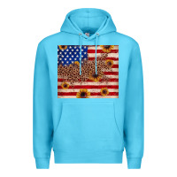 Ocean Blue American flag leopard sunflower Premium Hoodie - JahusDesignShop
