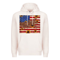 Pale Pink American flag leopard sunflower Premium Hoodie - JahusDesignShop