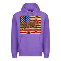 Purple American flag leopard sunflower Premium Hoodie - JahusDesignShop