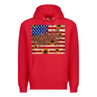 Red American flag leopard sunflower Premium Hoodie - JahusDesignShop