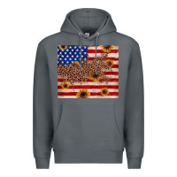 Rock American flag leopard sunflower Premium Hoodie - JahusDesignShop