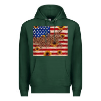 Sports Green American flag leopard sunflower Premium Hoodie - JahusDesignShop