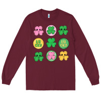 Burgundy st.patrick's day clovers Long Sleeve Tee - MaliasSmallBusiness
