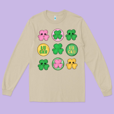 St.patrick's Day Clovers Long Sleeve Tee Designed By Maliassmallbusiness