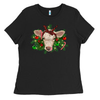 Black Christmas charolais calf Ladies Tee - RanaPortraitStore