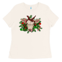 Bone Christmas charolais calf Ladies Tee - RanaPortraitStore