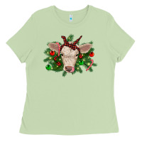 Matcha Christmas charolais calf Ladies Tee - RanaPortraitStore