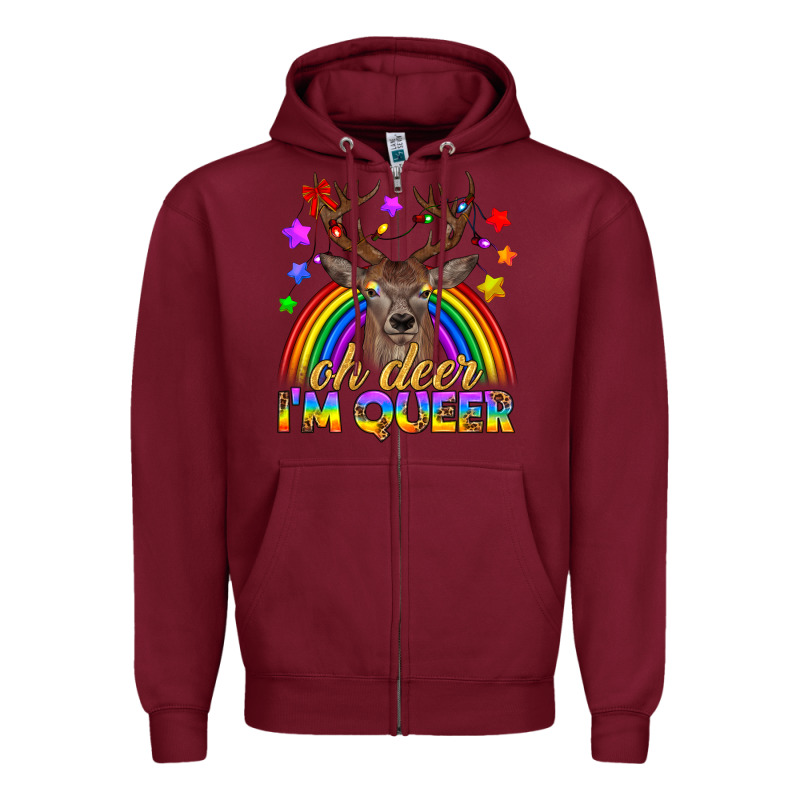 Lgbtq+ Oh Deer I'm Queer Zipper Hoodie by BundleAndBundleShop | Teevron