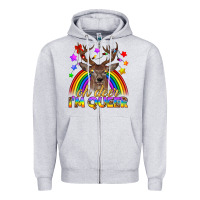 Heather Grey LGBTQ+ Oh Deer I'm Queer Zipper Hoodie - BundleAndBundleShop