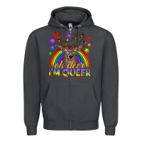 Smoke LGBTQ+ Oh Deer I'm Queer Zipper Hoodie - BundleAndBundleShop