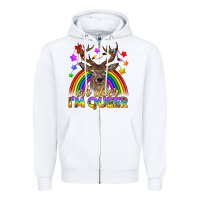 White LGBTQ+ Oh Deer I'm Queer Zipper Hoodie - BundleAndBundleShop
