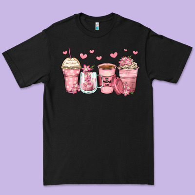 Mother's Day Floral Coffee Cups Premium Tee Designed By Zillion Design Studio
