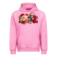 Fuchsia Pink love with pig olivia Urban Hoodie - OliviaCreatesArt
