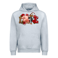 Heather Grey love with pig olivia Urban Hoodie - OliviaCreatesArt