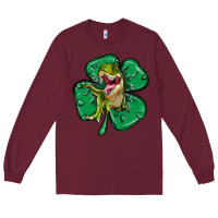 Burgundy dinosaur st patricks day Long Sleeve Tee - MaliasSmallBusiness