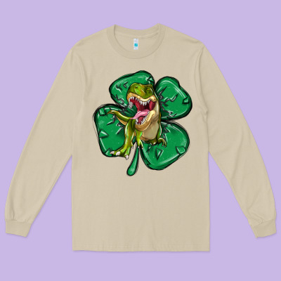 Dinosaur St Patricks Day Long Sleeve Tee Designed By Maliassmallbusiness