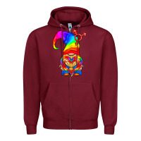 Burgundy LGBTQ+ Pride Gnome With Heart Balloon Zipper Hoodie - BundleAndBundleShop