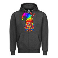 Charcoal Heather LGBTQ+ Pride Gnome With Heart Balloon Zipper Hoodie - BundleAndBundleShop