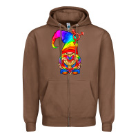 Chestnut LGBTQ+ Pride Gnome With Heart Balloon Zipper Hoodie - BundleAndBundleShop