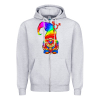 Heather Grey LGBTQ+ Pride Gnome With Heart Balloon Zipper Hoodie - BundleAndBundleShop