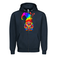 Navy LGBTQ+ Pride Gnome With Heart Balloon Zipper Hoodie - BundleAndBundleShop