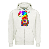 Oatmeal Heather LGBTQ+ Pride Gnome With Heart Balloon Zipper Hoodie - BundleAndBundleShop
