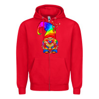 Red LGBTQ+ Pride Gnome With Heart Balloon Zipper Hoodie - BundleAndBundleShop