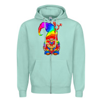 Seafoam LGBTQ+ Pride Gnome With Heart Balloon Zipper Hoodie - BundleAndBundleShop
