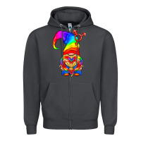 Smoke LGBTQ+ Pride Gnome With Heart Balloon Zipper Hoodie - BundleAndBundleShop