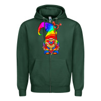 Sports Green LGBTQ+ Pride Gnome With Heart Balloon Zipper Hoodie - BundleAndBundleShop