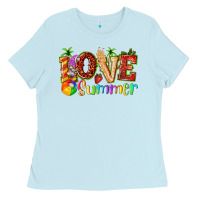 Baby Blue love summer with strawberry Ladies Tee - texasbilliewilder