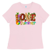 Bubblegum Pink love summer with strawberry Ladies Tee - texasbilliewilder