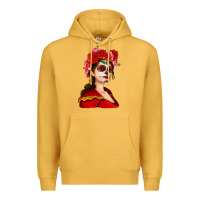 Mustard Sugar skull girl Premium Hoodie - NancyCooperArtShop