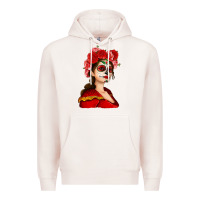 Pale Pink Sugar skull girl Premium Hoodie - NancyCooperArtShop