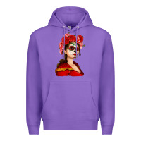 Purple Sugar skull girl Premium Hoodie - NancyCooperArtShop