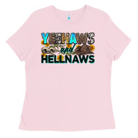 Bubblegum Pink yeehaws and hellnaws Ladies Tee - Zillion Design Studio