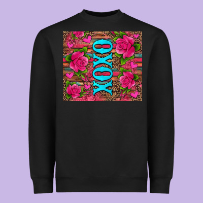 Xoxo Valentine's Day Pink Roses And Hearts Heavyweight Sweatshirt Designed By Jasminsmagicworld