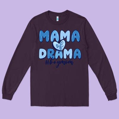 Mama Of Drama Boy Mom Long Sleeve Tee Designed By Maliassmallbusiness