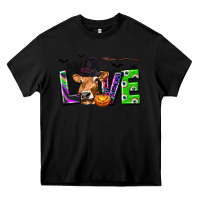 Black Love Halloween Cow Heavy Core Tee - texasbilliewilder