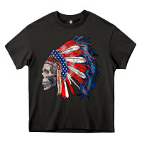 Asphalt american indian headdress with skull Heavy Core Tee - RanaPortraitStore