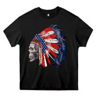 Black american indian headdress with skull Heavy Core Tee - RanaPortraitStore