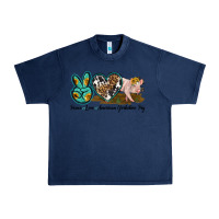 Navy peace love yorkshire pig Urban Heavy Tee - LillyAllenDesigns