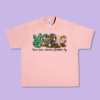 Peace Love Yorkshire Pig Urban Heavy Tee Designed By Lillyallendesigns