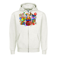 Oatmeal Heather LGBTQ+ Pride Coffee Cups Zipper Hoodie - BundleAndBundleShop