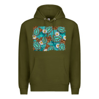 Army Green Leopard and Turquoise Gemstone Background Premium Hoodie - texasbilliewilder