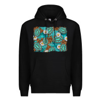 Black Leopard and Turquoise Gemstone Background Premium Hoodie - texasbilliewilder