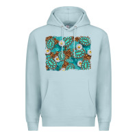 Blue Mist Leopard and Turquoise Gemstone Background Premium Hoodie - texasbilliewilder